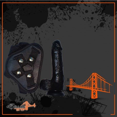 Strap On Dildo Harness with Big Black Dildo Vibrator SO-027