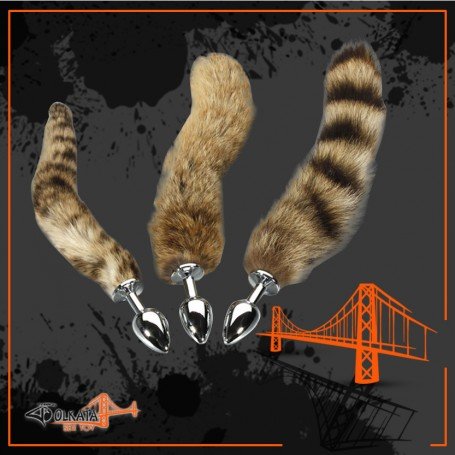 Fox Tail Brown Plated Metal Anal Plugs AD-020