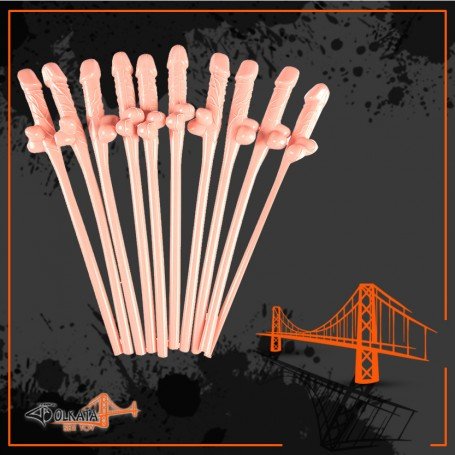 Pack of Ten Willy Straws Blow me KP-001